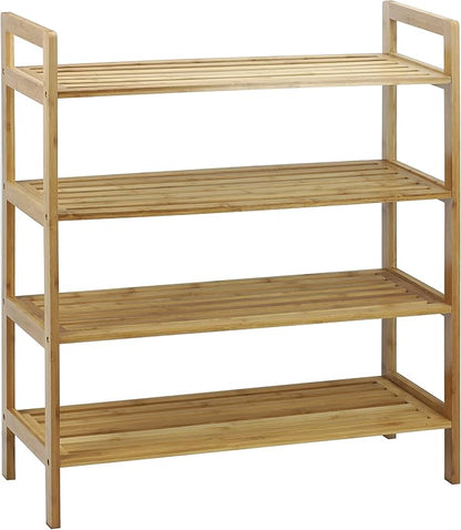 Oceanstar 4-Tier Bamboo, Natural Shoe Rack, Medium