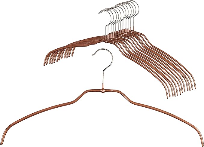 Mawa by Reston Lloyd Silhouette Ultra-Thin Series, Non-Slip Space Saving Shirt Hanger, Style 42/FT, Copper, Set of 20