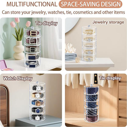 Belt Organizer, 4-Tier Acrylic Belt Storage & Holder for Closet, Clear Acrylic Display Case with Dust Cover for Belts