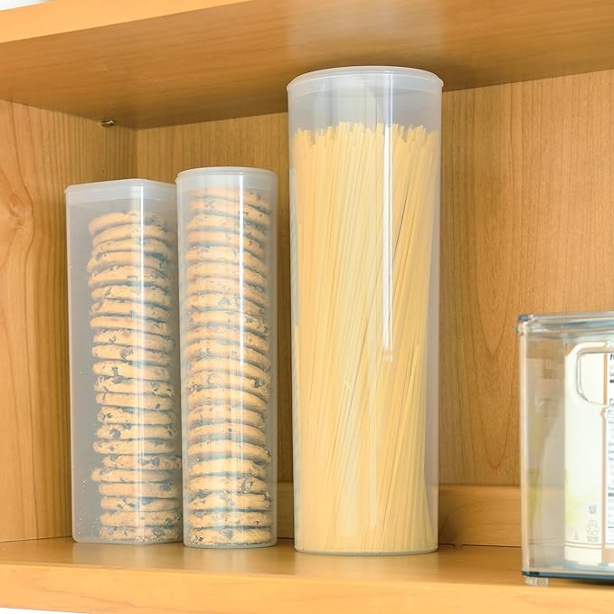 Youngever Plastic Spaghetti Container, Spaghetti Jar, 60OZ Pasta Container Storage With Lid, Food Storage For Noodles Beans Straws, Food Storage Container with Lid