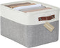 DECOMOMO Storage Bins, Large Fabric Storage Baskets for Shelves, Decorative Linen Closet Organizer, 15 x 11 x 9.5 inches (Grey & White, 1 Pack)