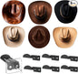 NANATI 3.15 inches Metal Hat Hooks for Wall, 6 Packs Cowboy Hat Holder, Hat Rack for Storage, Hat Organizer for Baseball Caps, Strong Adhesive Cap Holder, Cowboy Hat Hanger for Western Room Decor