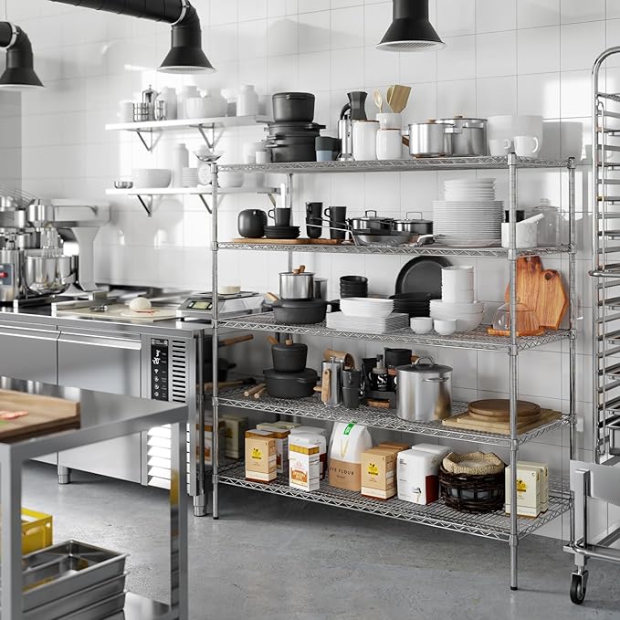 24" Deep x 60" Wide x 64" Height Wire Shelving Kit | 5-Tier | NSF Commercial Storage Rack Unit