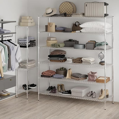 24" Deep x 72" Wide x 86" Height Wire Shelving Kit | 6-Tier | NSF Commercial Storage Rack Unit