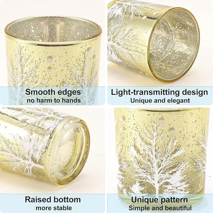 DASITON Makeup Brush Holder Organizer, Crystal Glass Cosmetic Makeup Brushes Storage Holder, Christmas Tree Make Up Brush Cup for Vanity Décor, Small Pen Holders for Desk, Toothbrush Holders (Yellow)