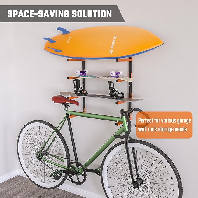 Lumber Storage Rack, Snap-Fit Connection Lumber Rack Wall Mount, Heavy Duty Metal 8 Level-32 Inch Wood Storage Rack