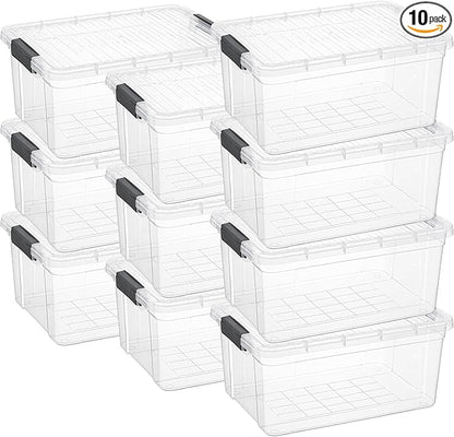 Superio Clear Storage Box with Lid, 36 Quart Plastic Container Bins for Organizing, Stackable Crates, BPA Free, Non Toxic, Odor Free, Organizers for Home, Office, School, and Dorm, 10 Pack