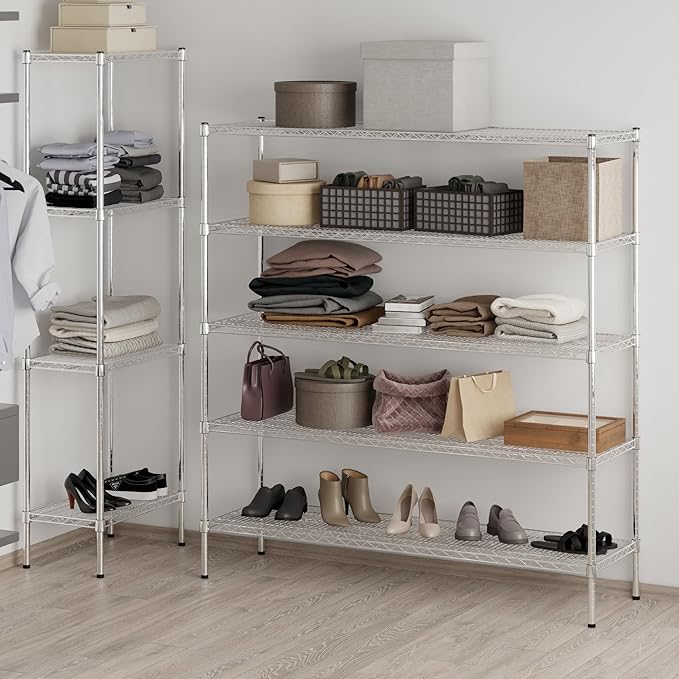 18" Deep x 60" Wide x 64" Height Wire Shelving Kit | 5-Tier | NSF Commercial Storage Rack Unit