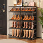 CIMLORD 4-Tier Foldable Shoe Rack for Closet Entryway 8-16Pairs,Stackable Clear Shoe Storage Boxes Organizer with Door Plastic Shoe Cabinet Bins with Lids Shoes Shelf Easy Assembly Large Black