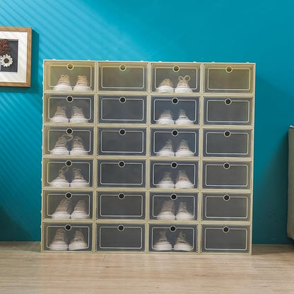 Sturdy Shoe Storage Box,Shoe Containers,24 Pack Shoe Boxes,Shoe Storage Box,Stackable Shoe Boxes,Shoe Storage Organizer,Toy Storage Organizer Bins for Entryway, Closet,Under Bed,Homes,Cloakrooms