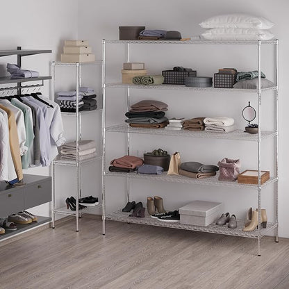 24" Deep x 72" Wide x 86" Height Wire Shelving Kit | 5-Tier | NSF Commercial Storage Rack Unit