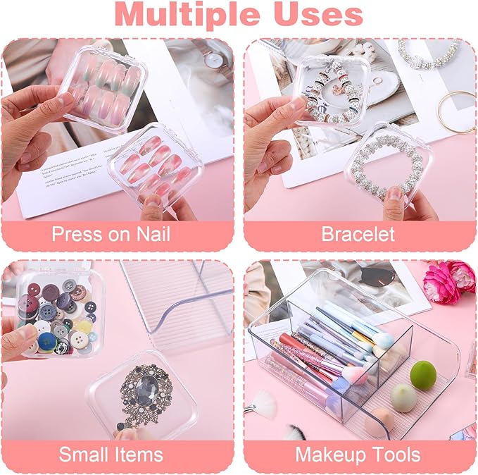 Lemecima 30 Pcs Press On Nail Storage Box Set with Acrylic Display Case Organizer - Press On Nail Packaging Box with 120 Pcs Adhesive Tapes for Fake Nail-Storage Nail-Display Nail-Salon