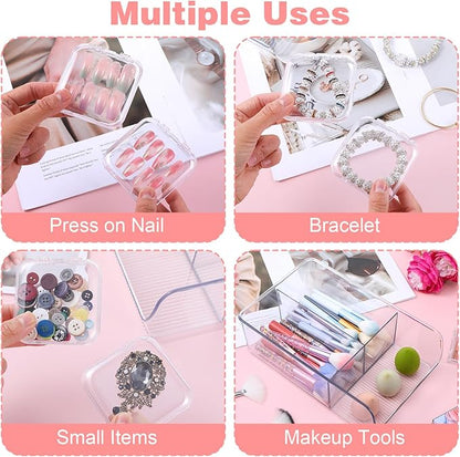 Lemecima 30 Pcs Press On Nail Storage Box Set with Acrylic Display Case Organizer - Press On Nail Packaging Box with 120 Pcs Adhesive Tapes for Fake Nail-Storage Nail-Display Nail-Salon