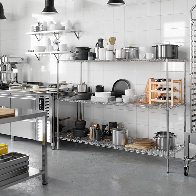 24" Deep x 72" Wide x 54" Height Wire Shelving Kit | 3-Tier | NSF Commercial Storage Rack Unit
