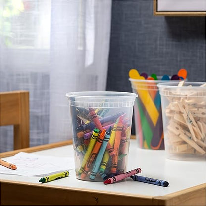 [240 Sets - 32 oz.] Clear Plastic Deli Food Storage Containers with Airtight Lids - Soup Containers - Bulk Pack - 240/Case - Stack Man Brand