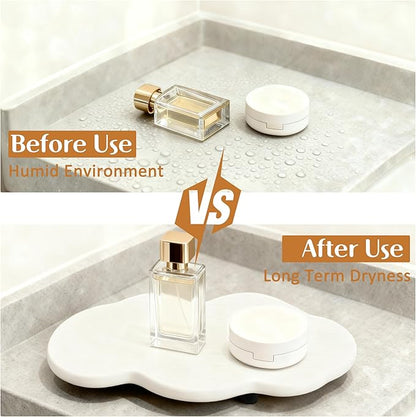 Water Absorbing Stone Tray Cute Cloud Shape, Instant Drying Sink Diatomite Coasters for Bathroom & Kitchen Counter Organizers, Dish Soap Dispenser Sponge Holder, 8 * 4inch, 2 Pcs (White)