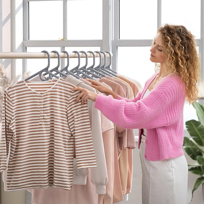 NEATERIZE Thick Heavy Duty Hangers - Grey Plastic Clothes Hangers 38 Pack - Great for Coat Hanger, Jackets Jeans & Suit Hanger for Closet - New Apartment Essentials Percheros Ganchos para Colgar Ropa