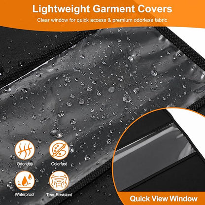 Garment Bags for Travel & Hanging Clothes, 55" Suit Bag for Closet Storage, Lightweight Dress Bags for Gowns Long, Dustproof Garment Covers with Clear Window & Reinforced Zipper, Black (1 Pack)