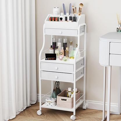 HapiRm Floor Makeup Organizer Storage - Vanity Skincare Make Up Organizers and Storage with Drawers, Cosmetics Display Cases Holder for Skin Care Nail Polish Perfume Makeup Brush