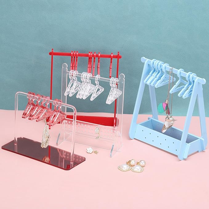 PATIKIL 30pcs Clothes Hanger Earring Holder, Mini Acrylic Coat Hangers Earring Hangers Hanger Rack Small for Earring Holder Organizer Stand Studs, Blue