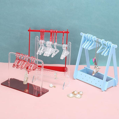 PATIKIL 30pcs Clothes Hanger Earring Holder, Mini Acrylic Coat Hangers Earring Hangers Hanger Rack Small for Earring Holder Organizer Stand Studs, Green