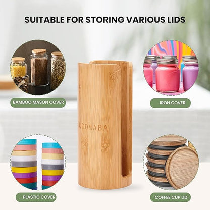 Mason Jar Lid Organizer (2pcs), Mason Jar Lid Storage Made of Bamboo,Fit Perfectly,Stackable Steady, Suitable for Mason Lids/Canning Lids/Bamboo Lids (RUGELAR SIZE)