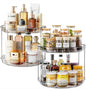 LAMU 2 Pack 2 Tier Lazy Susan Turntable Organizer 10.6'' Rotating Spice Rack Organization for Cabinet, Kitchen, Pantry, Countertop, Bathroom, Vanity, Medicine Cabinet Organizer, Grey