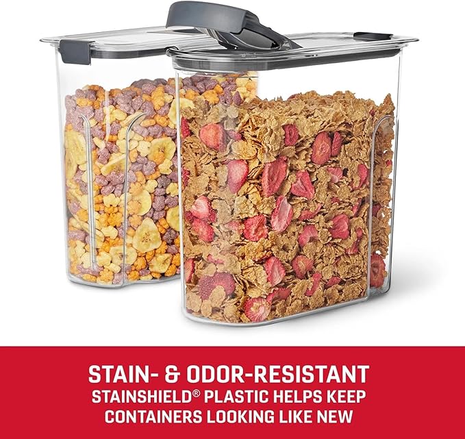 BEN & JANE Made in the USA Brilliance 18-Cup Cereal Pantry Storage, BPA Free Plastic, Stain and Odor Resistant - 2 Pack