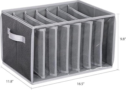Zilink Upgraded Wardrobe Clothes Organizer with Support Board Clear Pant Organizer for Closet with 7 Grids Jeans Storage Organizer for Closet for Jean Pant Sweater Legging T-Shirt, 6 Pack