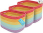 OrganiHaus Rainbow Cotton Rope Baskets for Shelves, Set of 3 - 15"×10"×9½" - Colorful Storage Baskets for Kids - Nursery, Playroom, Classroom - Toy Storage, Books, Towels