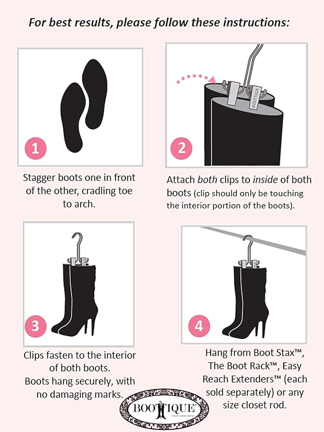 Original Boot Hanger - Shoe Storage Space Saver (Set of 3); Boot Hanger, Holder, Clips, Storage (Black)
