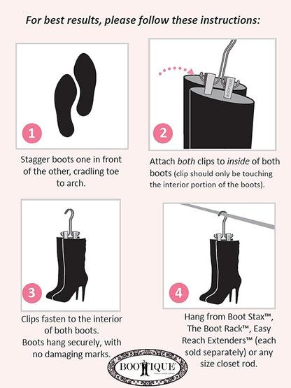 Original Boot Hanger - Shoe Storage Space Saver (Set of 3); Boot Hanger, Holder, Clips, Storage (Champagne Gold)