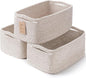 3-Pack Small Storage Baskets for Organizing | Woven Shelf Toy Basket | Rope Baskets for Gifts Empty | Closet Organizer Bins with Handles | Cube Decorative Box | 11.8×7.8×5.1” | Mixed brown