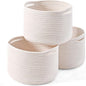 ICERZCZ Small Storage Baskets for Organizing, Woven Cotton Rope Organizer Baskets for Shelves, Round Cute Basket for Gifts Empty, 9.7"x9.7"x7" (3 Packs) Off White