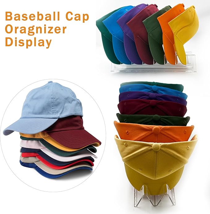 4 PCS Hat Organizer for Baseball Caps, Hat Stand Ideal for closet organization, Acrylic display rack suitable for bedroom, vanity, and wardrobe storage,No Assembly, Clear Hat Stand for 28.