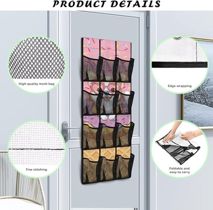 Generic Pink Corgi Door Hanging Shoe Organizer Elastic Over The Door Organizer Bedroom Space Saving Hanging Closet Organizer for Entrances College Dorm Apartments Storage Organizer