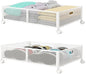 PHINOX Under Bed Storage with wheels, Under the Bed Storage Containers,Upgrade Crossed Iron Wire, Metal Rolling Underbed Storage Containers for Bedroom Clothes Shoes Blankets-2 Pack,White