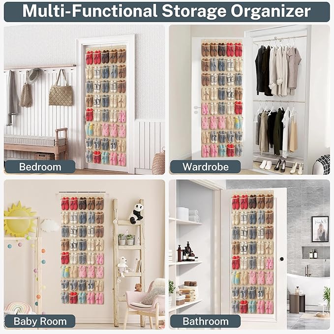 40-Pocket Over the Door Shoe Organizer - Large Mesh Pocket Hanging Shoe Organizer,Behind the Door Shoes Storage Holder Hanger