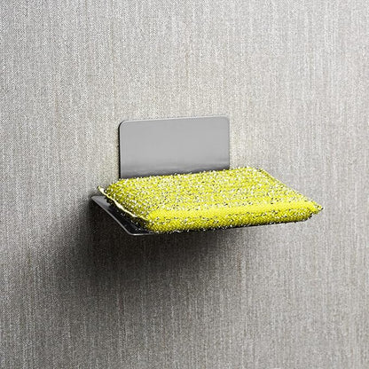 Soap Dish for Shower Wall, Stainless Steel Adhesive Soap Holder for Bathroom, 5 Slot Sponge Holder for Kitchen Sink, Bar Soap Tray with Drain Silver