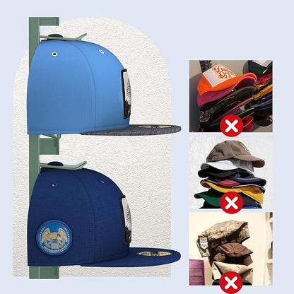 AXU 2 Pack Hat Organizer for Baseball Caps, Hat Rack for Wall (Grey)