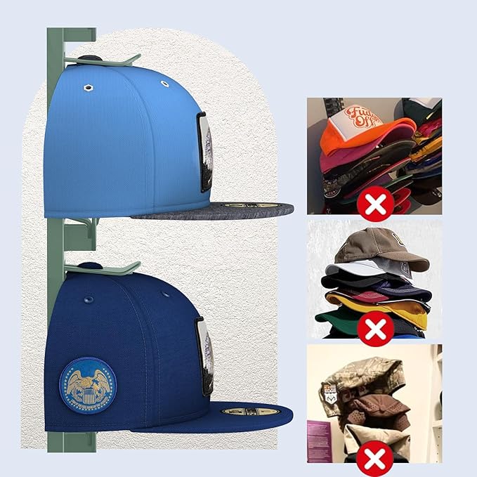 AXU 2 Pack Hat Organizer for Baseball Caps, Hat Rack for Wall (Grey)
