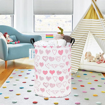 Laundry Basket Canvas Fabric Collapsible Organizer Basket for Storage Bin Toy Bins Gift Baskets Bedroom Clothes Children Nursery Hamper (Angel Heart)