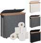 Toilet Paper Storage Basket with Lid - The Ultimate Bathroom Organizer, Free Standing Toilet Paper Holder for Up to 9 Mega Rolls, Toilet Tissue Storage Bin with Handle for RV Closet, Grey