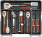Large Utensil Drawer Organizer for Kitchen, Expandable Silverware Organizer Utensil Holder, Cutlery and Flatware Cooking Tray, Kitchen Drawer Organizers and Storage with Removable Knife Block, Black