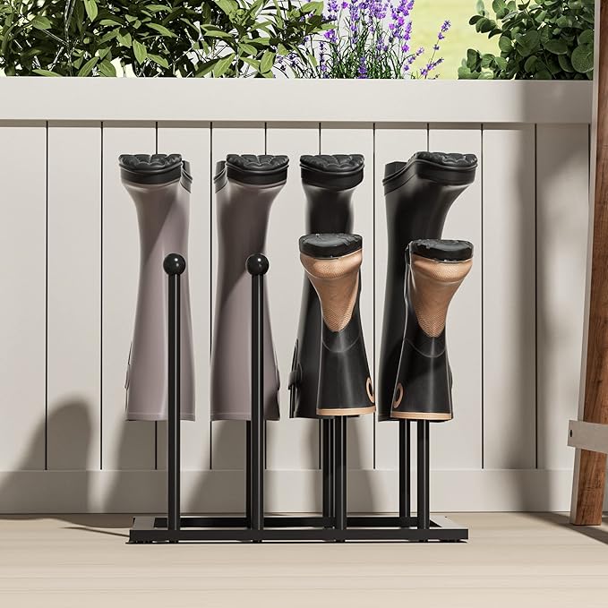 pickpiff Free Standing Shoe Racks - Black Metal Boot Rack, Shoe Organizer for Dorm Room, Closet, Entryway, Bedroom, Patio Outdoor, Hallway, Black Shoe Rack Organizer, Shoe Storage Fit for 4 Pairs