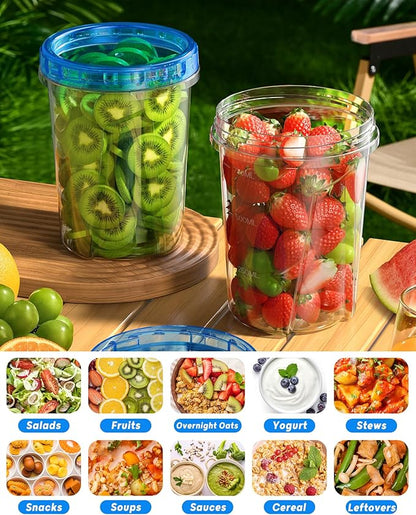 BiuLeon 12 Pack-34oz Freezer Storage Containers, Plastic Food Storage Containers with Twist Top Lids, BPA Free and Reusable Soup Containers with Lid, Microwave and Dishwasher Safe