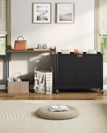 CHOEZON Laundry Sorter, Laundry Hamper with Storage Shelf, Mobile 2-in-1 Basket Organizer, 120 L Rolling Hamper, Large Bags and Movable Wheels, Metal Frame, Rustic Brown and Black TXY01BF