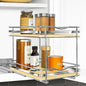 LYNK PROFESSIONAL® Élite™ Pull Out Spice Organization for Cabinets - 8-3/8 inch Wide – Spice Rack for Inside Cabinets – Wood/Chrome - Sliding Spice Rack Organizer for cabinet – Spice Rack - 2 Tier