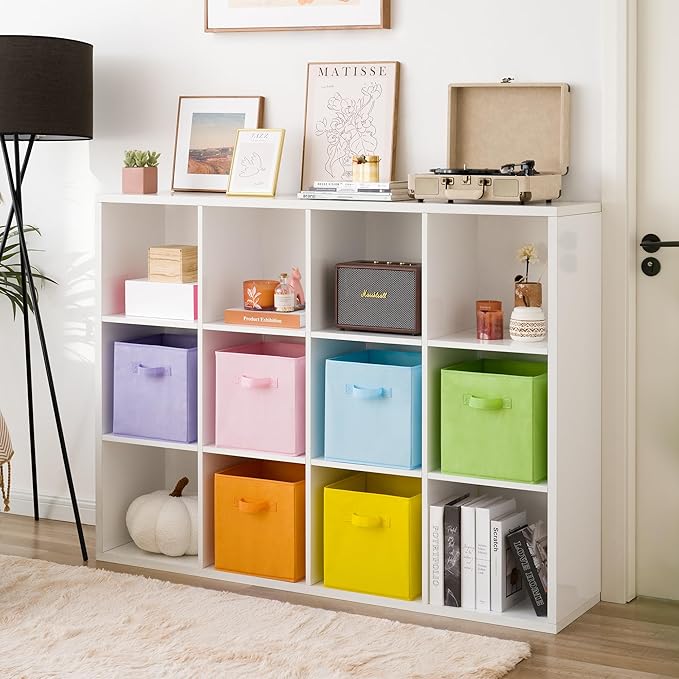 GRANNY SAYS 11x11 storage cubes for shelves, Rainbow-colored Storage Boxes for Cube Storage, 11-inch Cube Storage Bins for Organizing Clothes, Toys, and Books, Set of 6