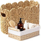 Toilet Paper Basket, 2 Packs Toilet Paper Storage Basket, Hand-Woven Wicker Bathroom Basket Organizer and Storage, Natural Water Hyacinth Slim Scalloped Basket Magazine Baskets